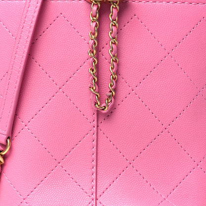 Chanel Calfskin Small CC Chain Bucket Drawstring Bag Pink 8 of 11