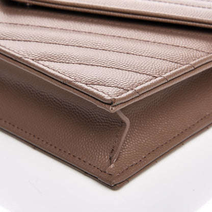 Saint Laurent Grain De Poudre Matelasse Chevron Monogram Envelope Chain Wallet Fard 10 of 10
