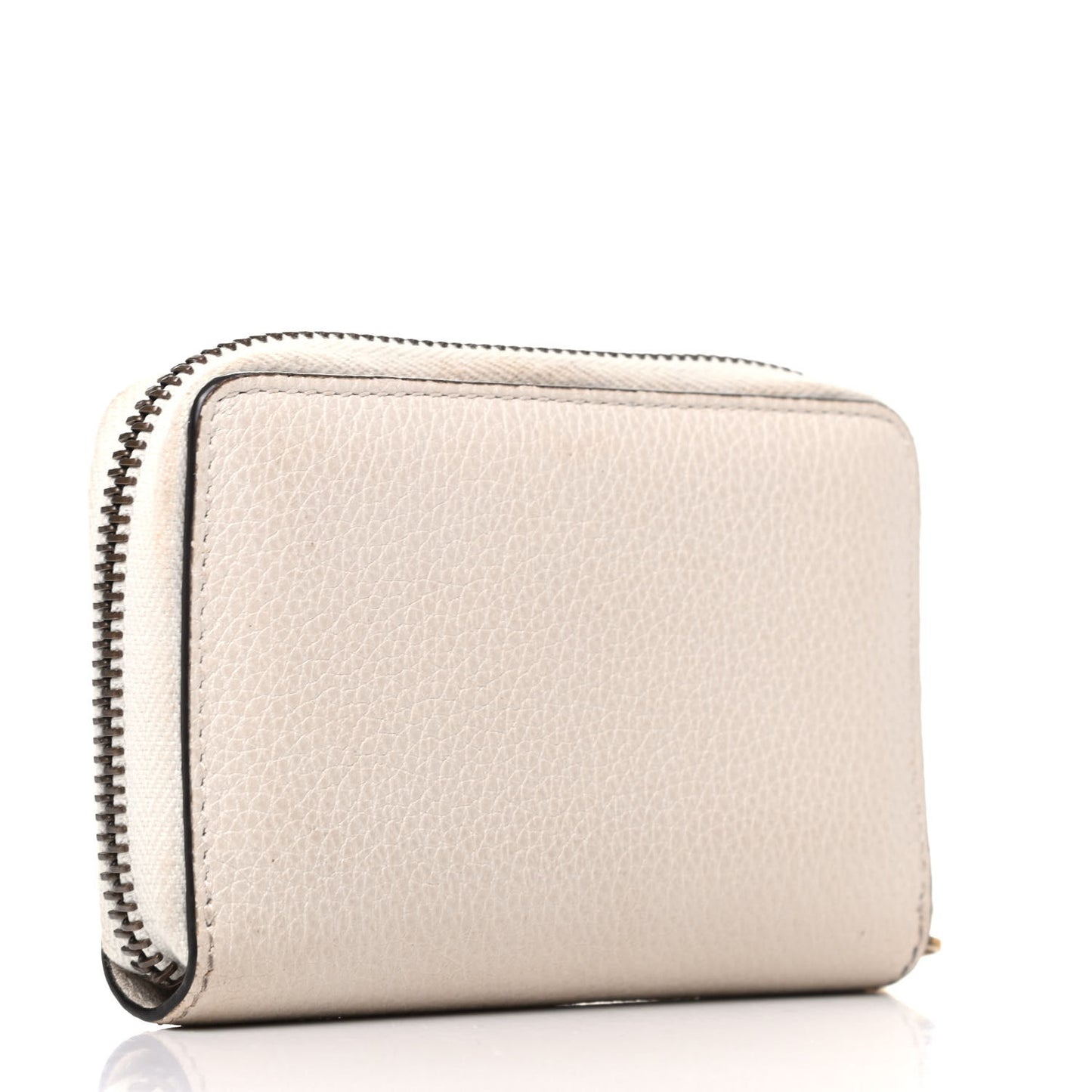 Calfskin Logo Zip Around Card Case White