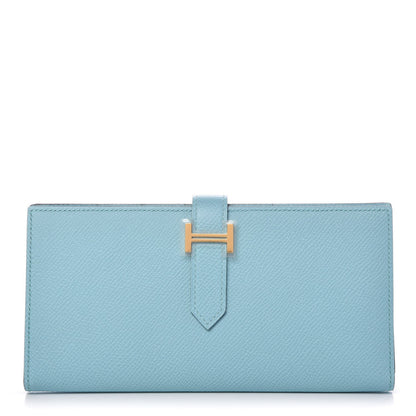 Hermes Epsom Bearn Gusset Wallet Bleu Atoll 1 of 8