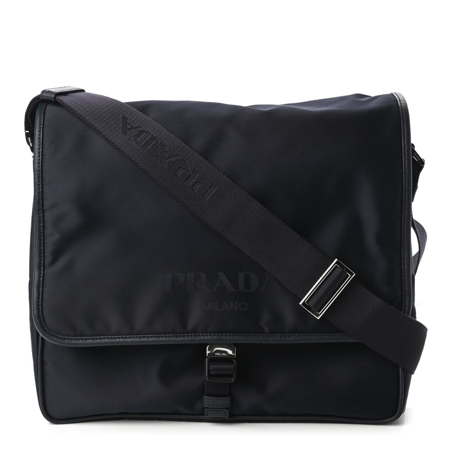 Tessuto Nylon Saffiano Logo Messenger Bag Black