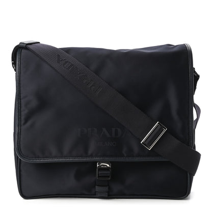 Prada Tessuto Nylon Saffiano Logo Messenger Bag Black 1 of 10
