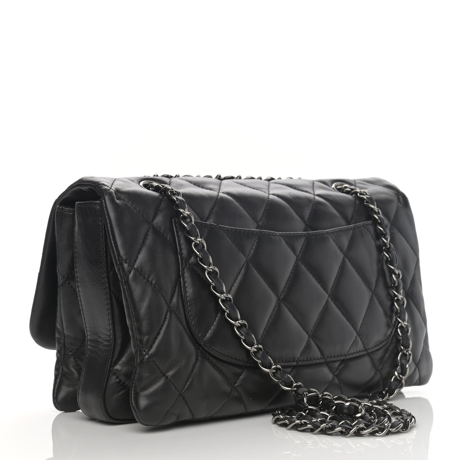 Chanel Lambskin Quilted Jumbo 3 Flap Black 3 of 11