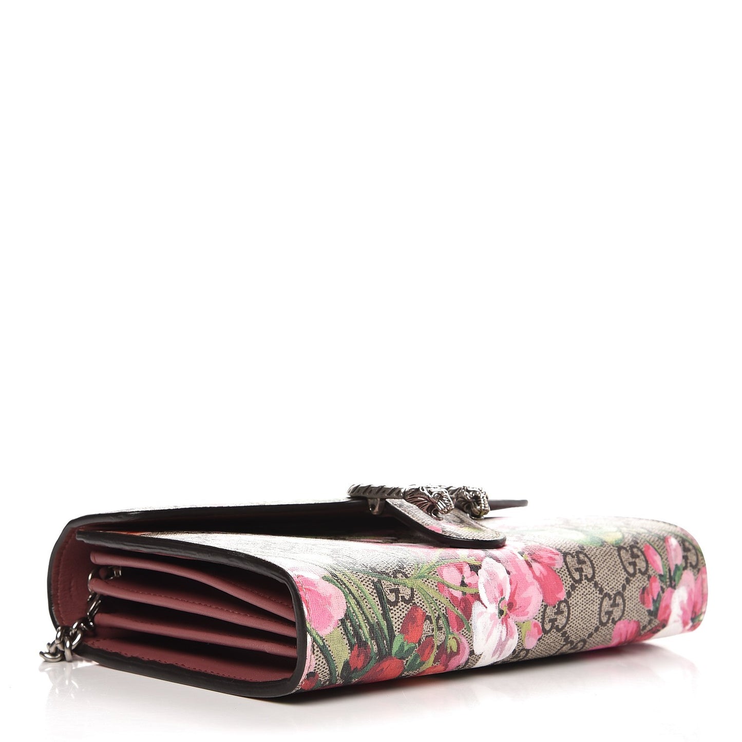 GG Supreme Monogram Blooms Mini Dionysus Chain Wallet Beige Multicolor Dry Rose