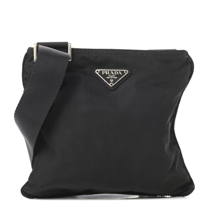 Prada Tessuto Nylon Saffiano Flat Messenger Bag Black 1 of 10