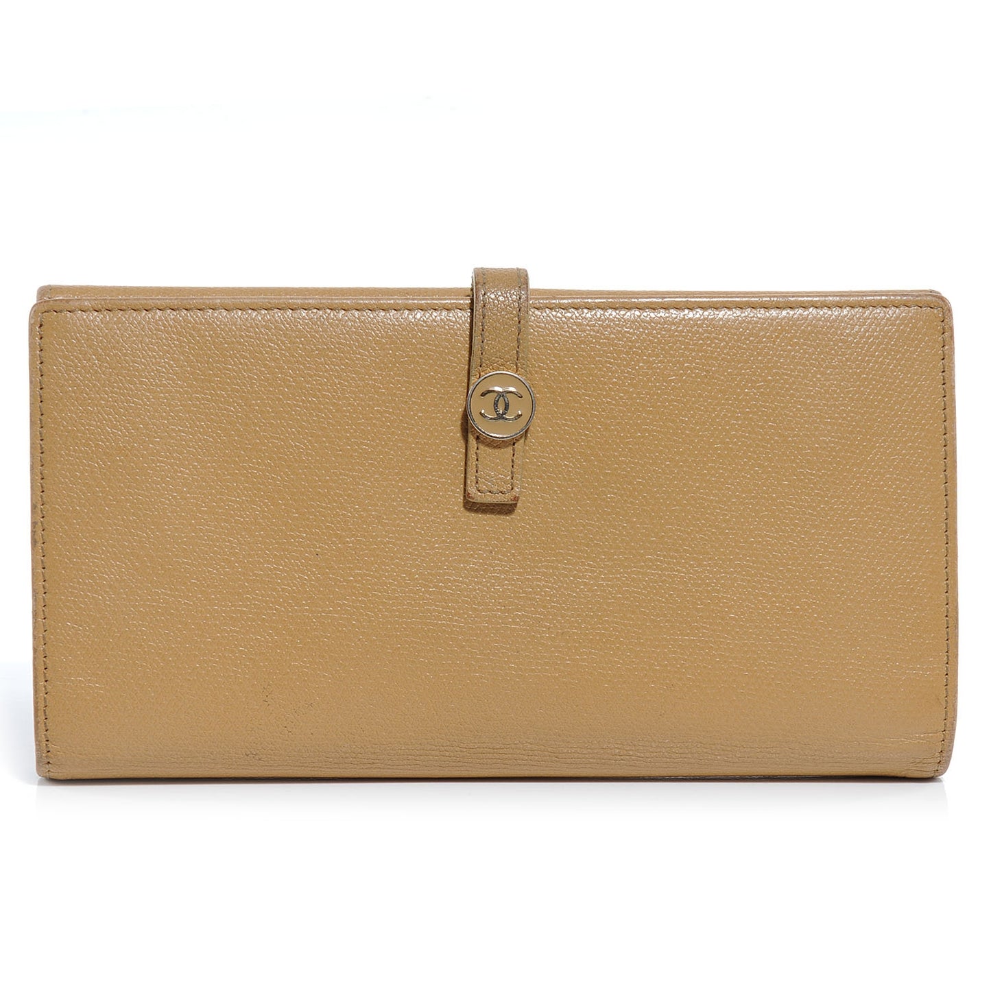 Leather Clutch Wallet Beige