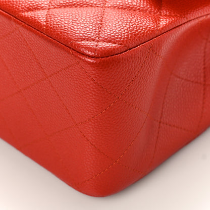Chanel Pearly Caviar Quilted Jumbo Double Flap Orange 9 of 9