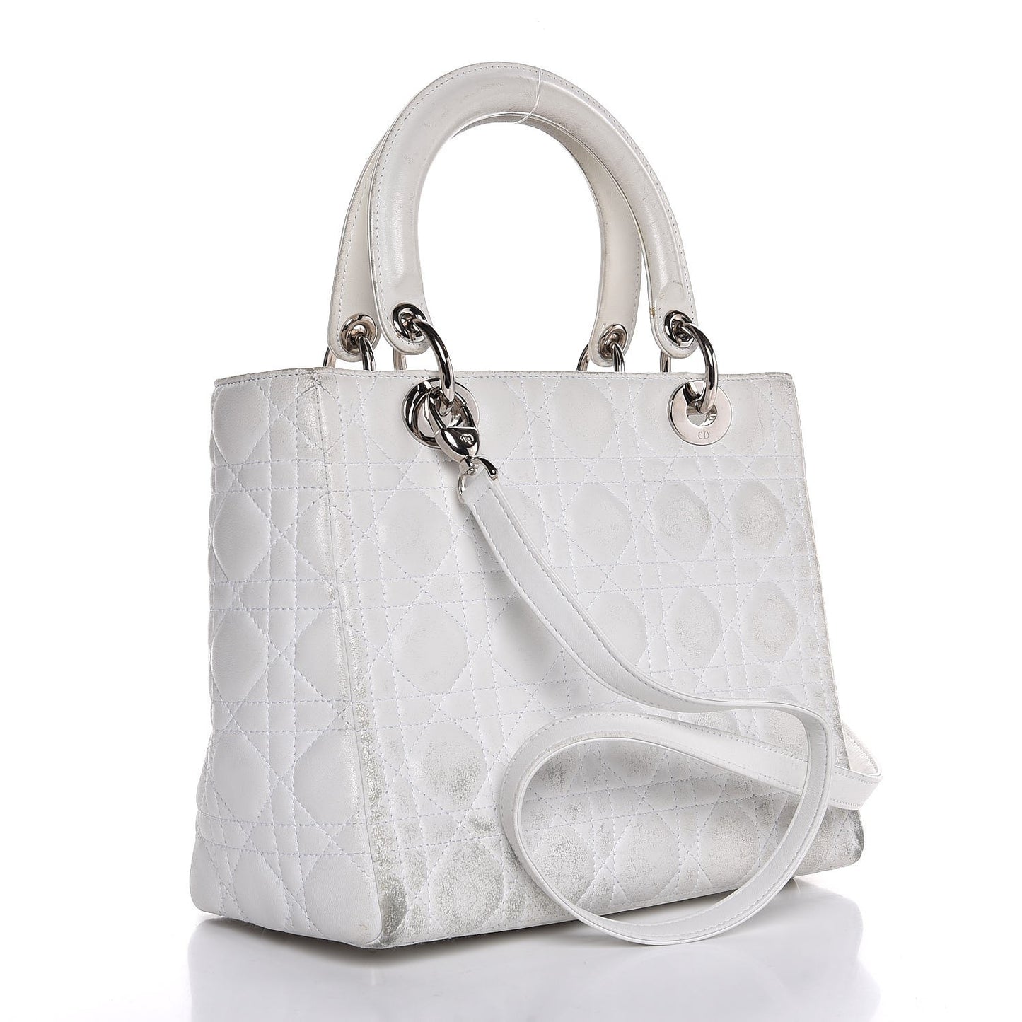 Lambskin Cannage Medium Lady Dior White