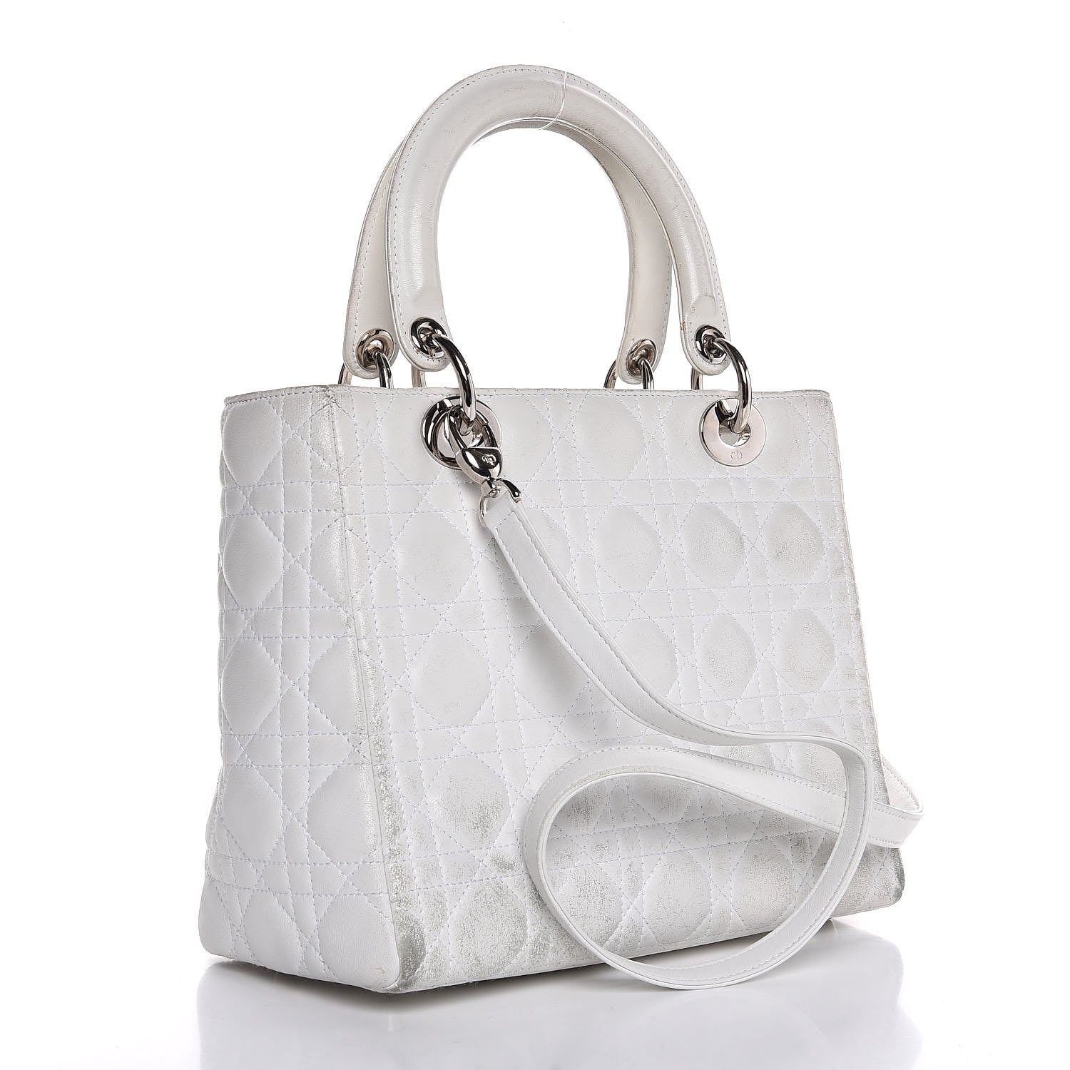 Christian Dior Lambskin Cannage Medium Lady Dior White 4 of 15