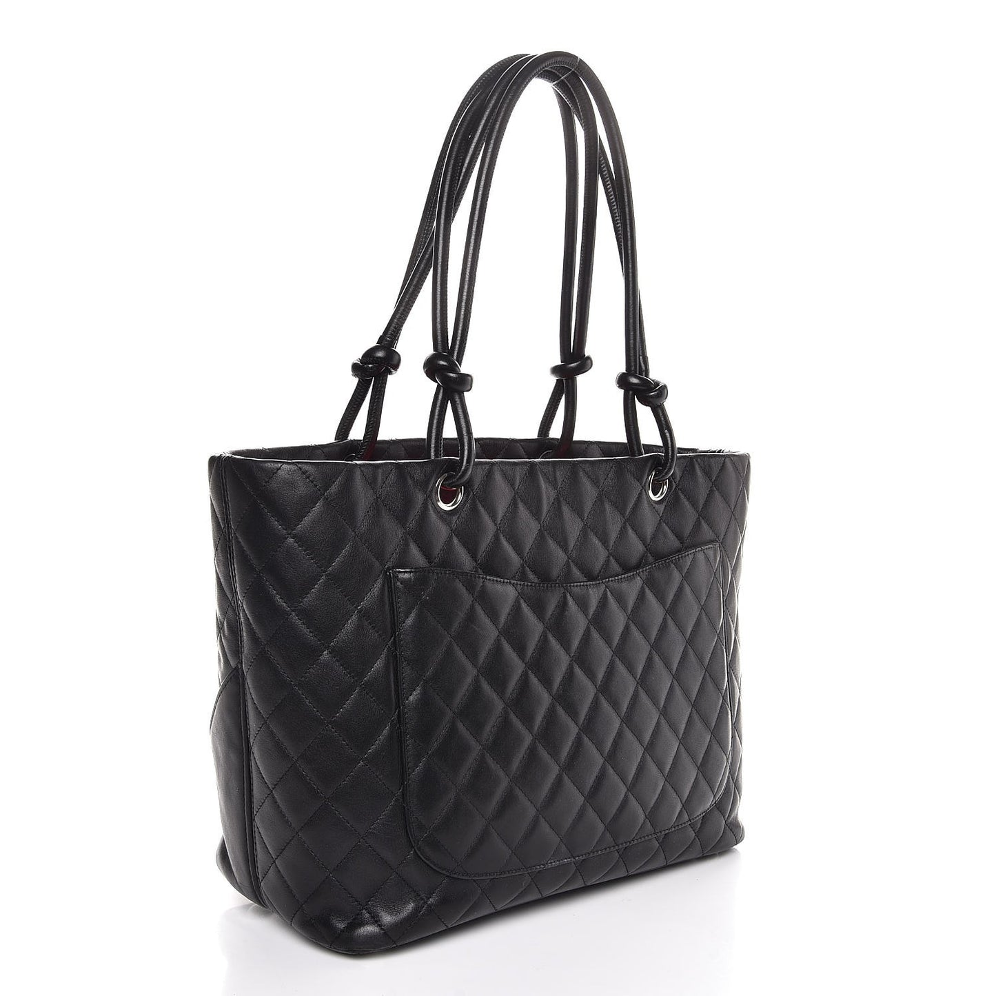 Calfskin Quilted Large Cambon Tote Black White