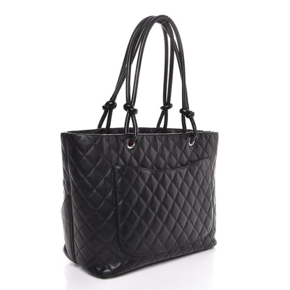 Chanel Calfskin Quilted Large Cambon Tote Black White 3 of 8