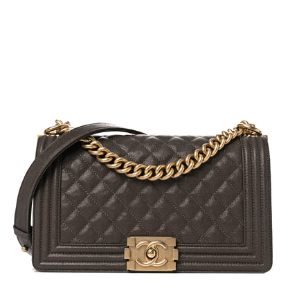 Chanel Caviar Quilted Medium Boy Flap Khaki 1 of 18