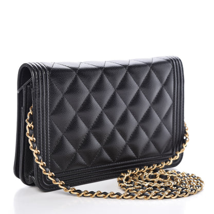 Chanel Caviar Quilted Boy Wallet On Chain WOC Black 3 of 12