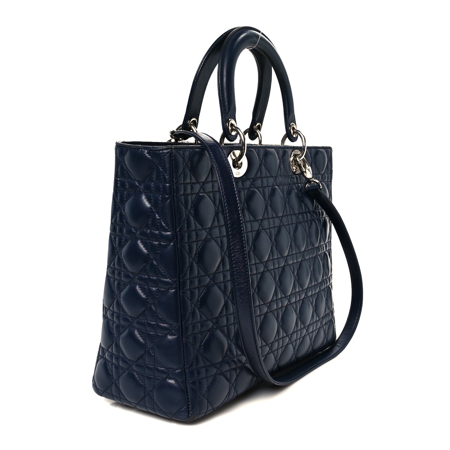 Lambskin Cannage Large Lady Dior Navy Blue
