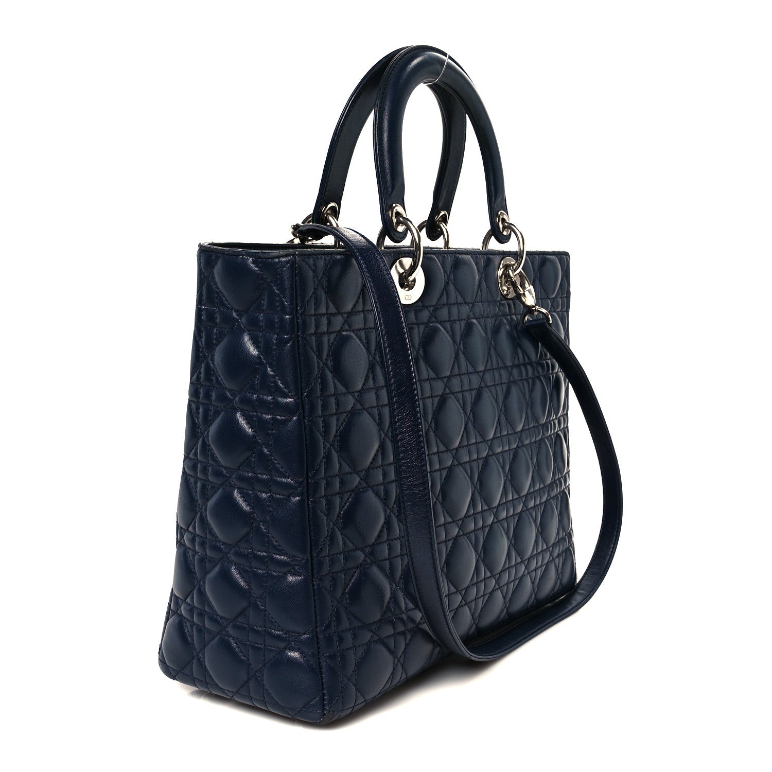 Christian Dior Lambskin Cannage Large Lady Dior Navy Blue 3 of 10