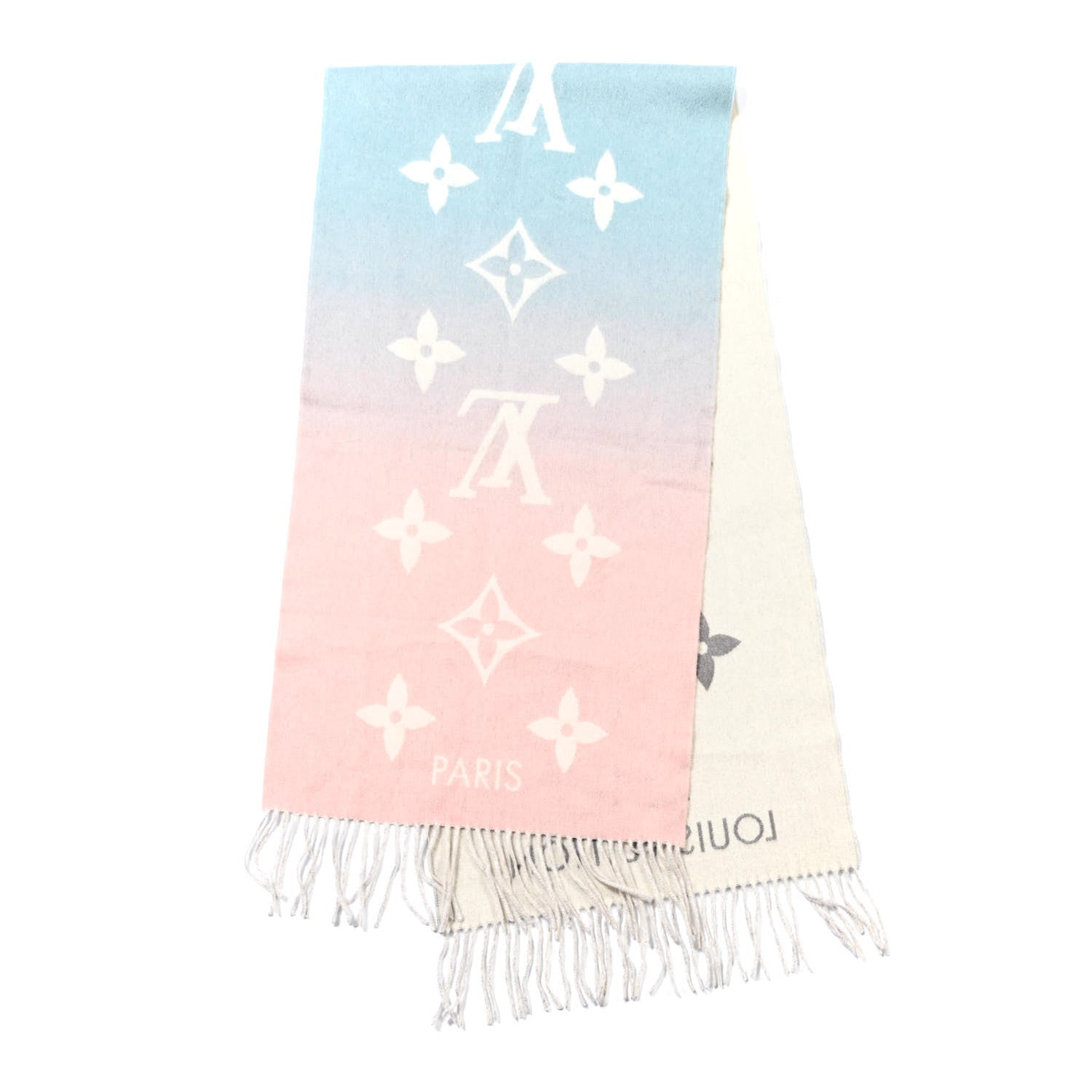 Louis Vuitton Cashmere Monogram Reykjavik Scarf Bleu Rose 3 of 4