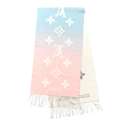 Louis Vuitton Cashmere Monogram Reykjavik Scarf Bleu Rose 3 of 4
