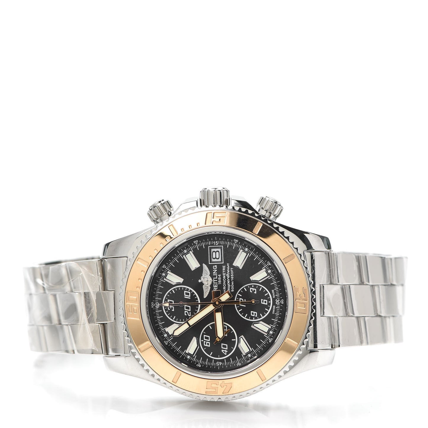 Stainless Steel 18K Rose Gold 44mm Superocean Chronograph II Automatic Watch Black C1334112/BA84