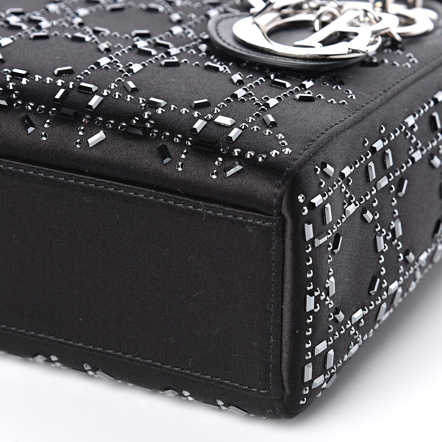 Christian Dior Satin Crystal Cannage Mini Lady Dior Black 9 of 10