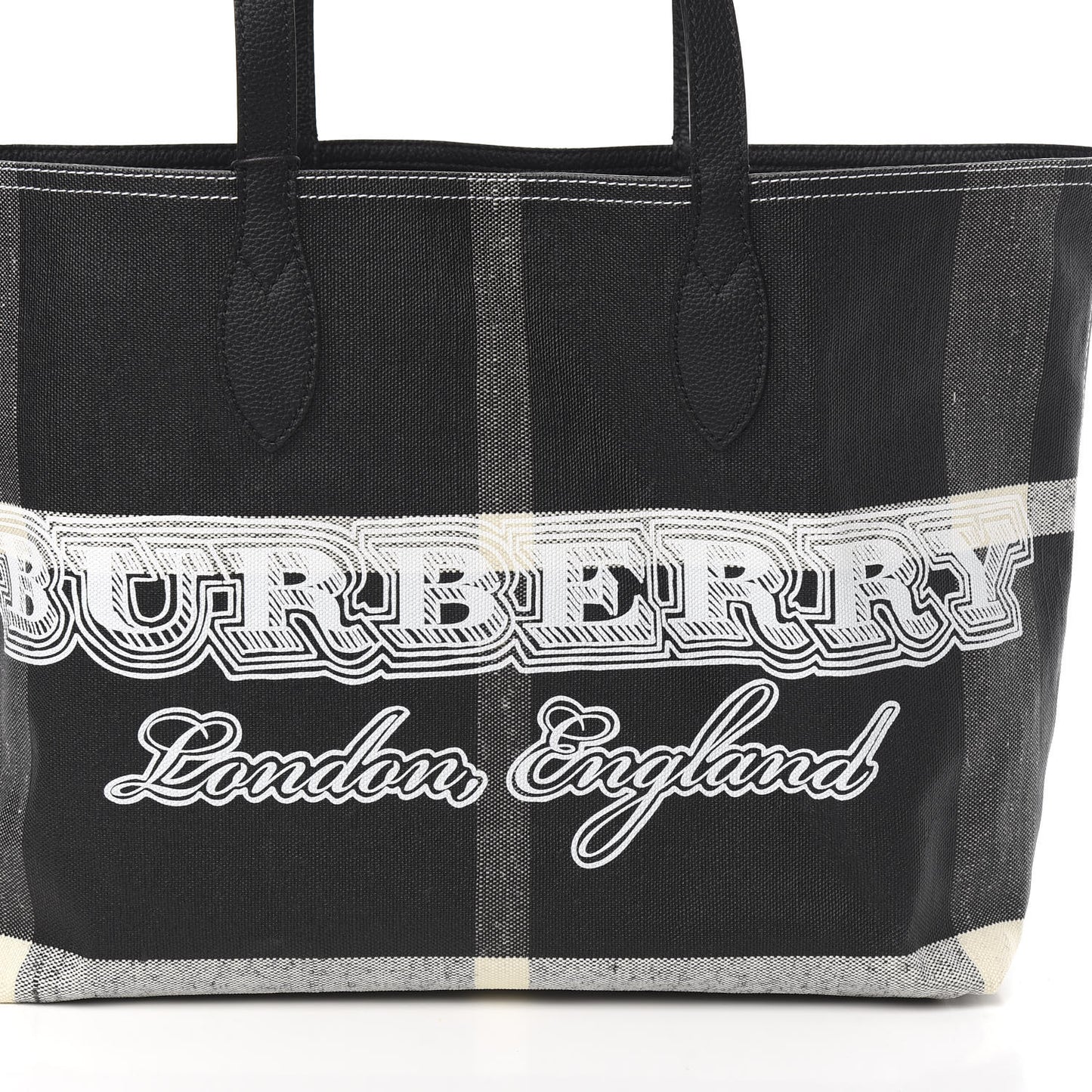 Coated Canvas Mega Check Medium Doodle Tote Black White