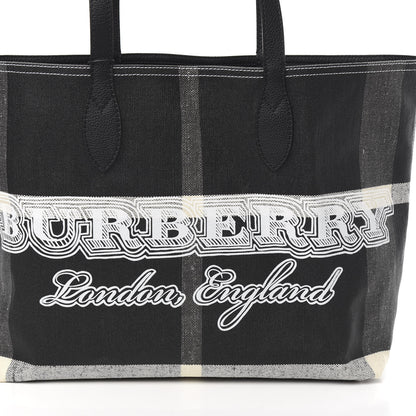 Burberry Coated Canvas Mega Check Medium Doodle Tote Black White 12 of 12