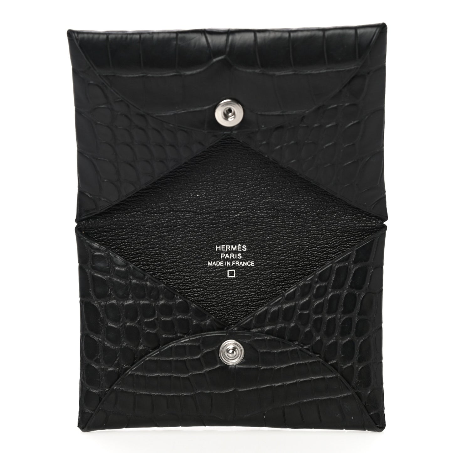 Matte Alligator Calvi Card Case Black