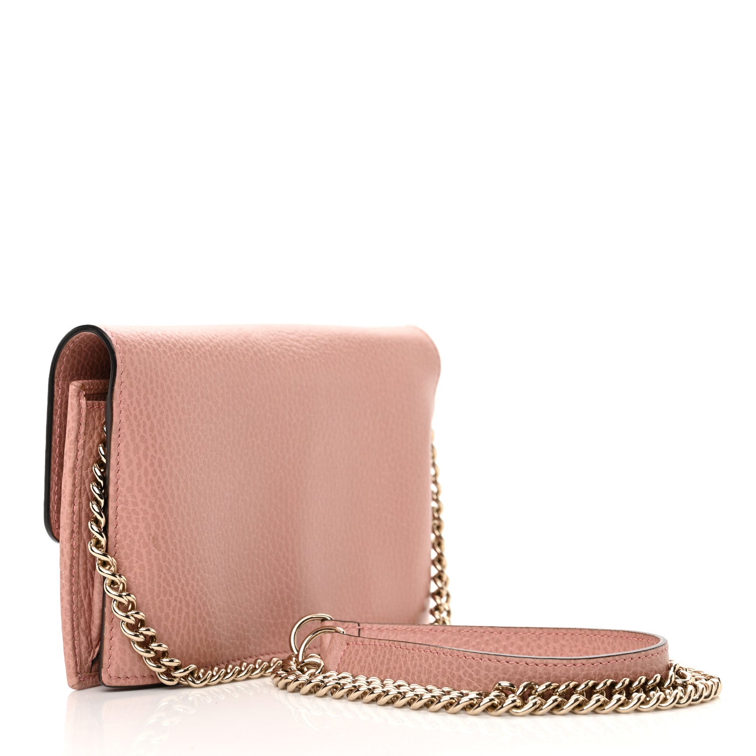Gucci Dollar Calfskin Interlocking G Chain Wallet Soft Pink 3 of 17