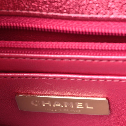 Chanel Mirror Calfskin Metallic Lambskin Quilted Hollywood Boulevard Mini Flap With Star Coin Purse Pink 7 of 11