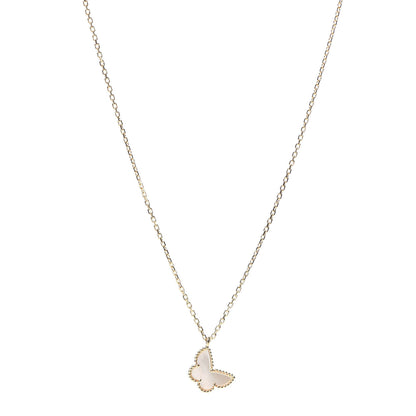 Van Cleef & Arpels 18K Yellow Gold Mother of Pearl Sweet Alhambra Butterfly Pendant Necklace 1 of 7