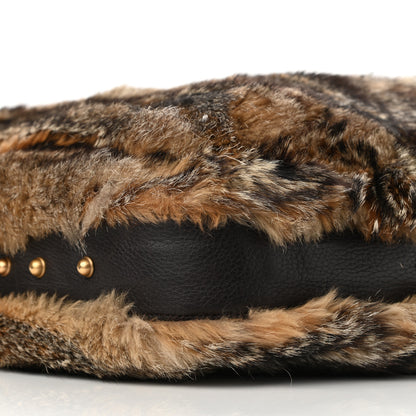 Gucci Raccoon Fur Large Horsebit Chain Hobo Brown 8 of 12