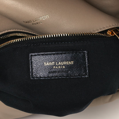 Saint Laurent Lambskin Quilted Medium Loulou Puffer Monogram Chain Satchel Dark Beige 7 of 11