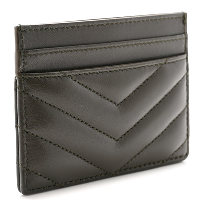 Saint Laurent Lambskin Matelasse Chevron Monogram Credit Card Case Light Musk 3 of 7