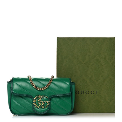 Gucci Azalea Calfskin Enamel Matelasse Diagonal Super Mini Torchon GG Marmont Shoulder Bag New Shamarock Emerald 11 of 11