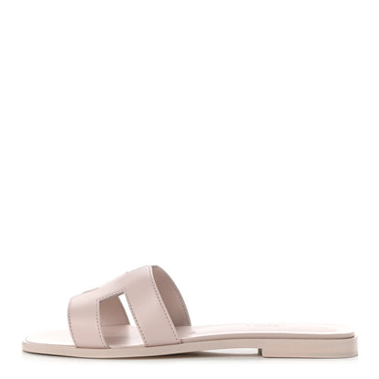 Hermes Box Calfskin Oran Sandals 38 Rose Pale 1 of 8