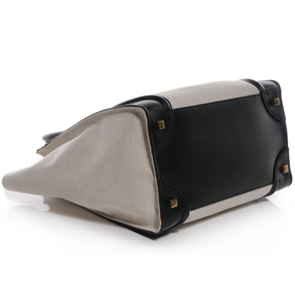 Celine Natural Canvas Smooth Calfskin Mini Luggage Cream 4 of 9