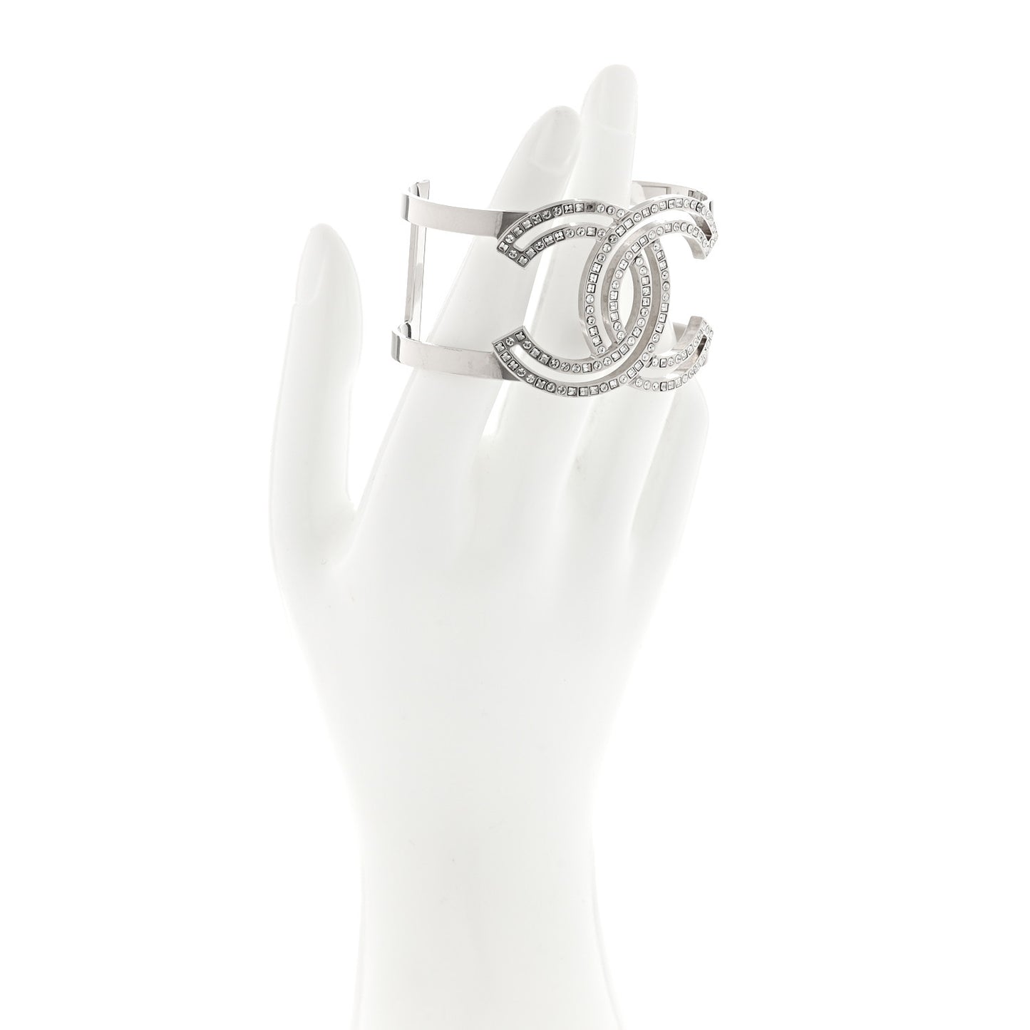 Metal Baguette Crystal CC Cuff Silver