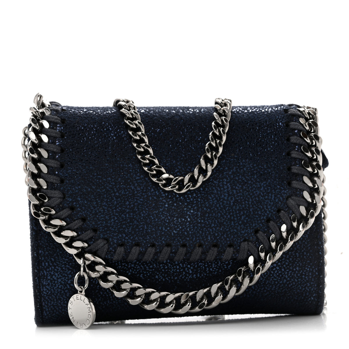 Stella McCartney Metallic Shaggy Deer Falabella Small Wallet on Chain Ink 1 of 11