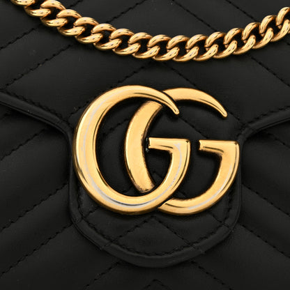 Gucci Calfskin Matelasse GG Marmont Chain Wallet Black 15 of 16