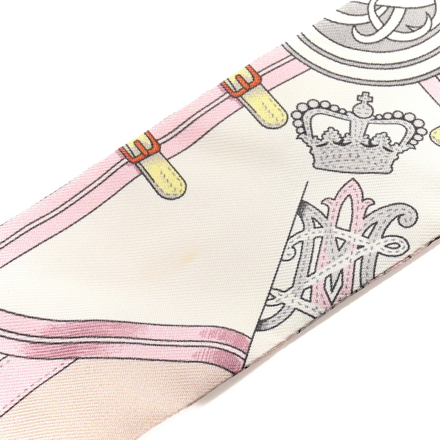 Silk Grande Tenue Twilly Scarf Rose Pale Gris Perle Blanc