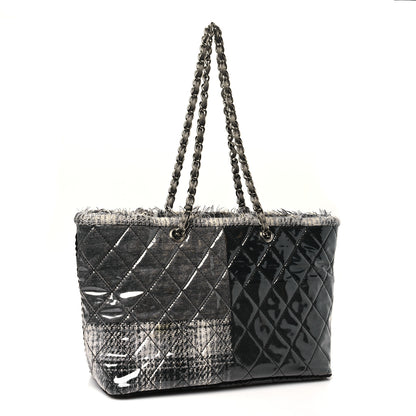 Chanel Vinyl Funny Tweed Patchwork Tote Grey 3 of 12