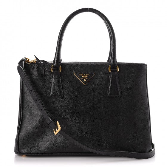 Prada Saffiano Small Galleria Double Zip Tote Black 1 of 9