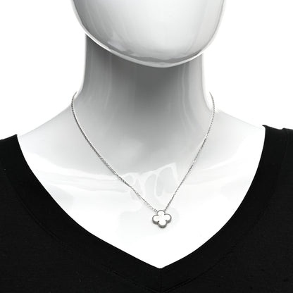 Van Cleef & Arpels 18K White Gold Mother of Pearl Vintage Alhambra Pendant Necklace 2 of 6