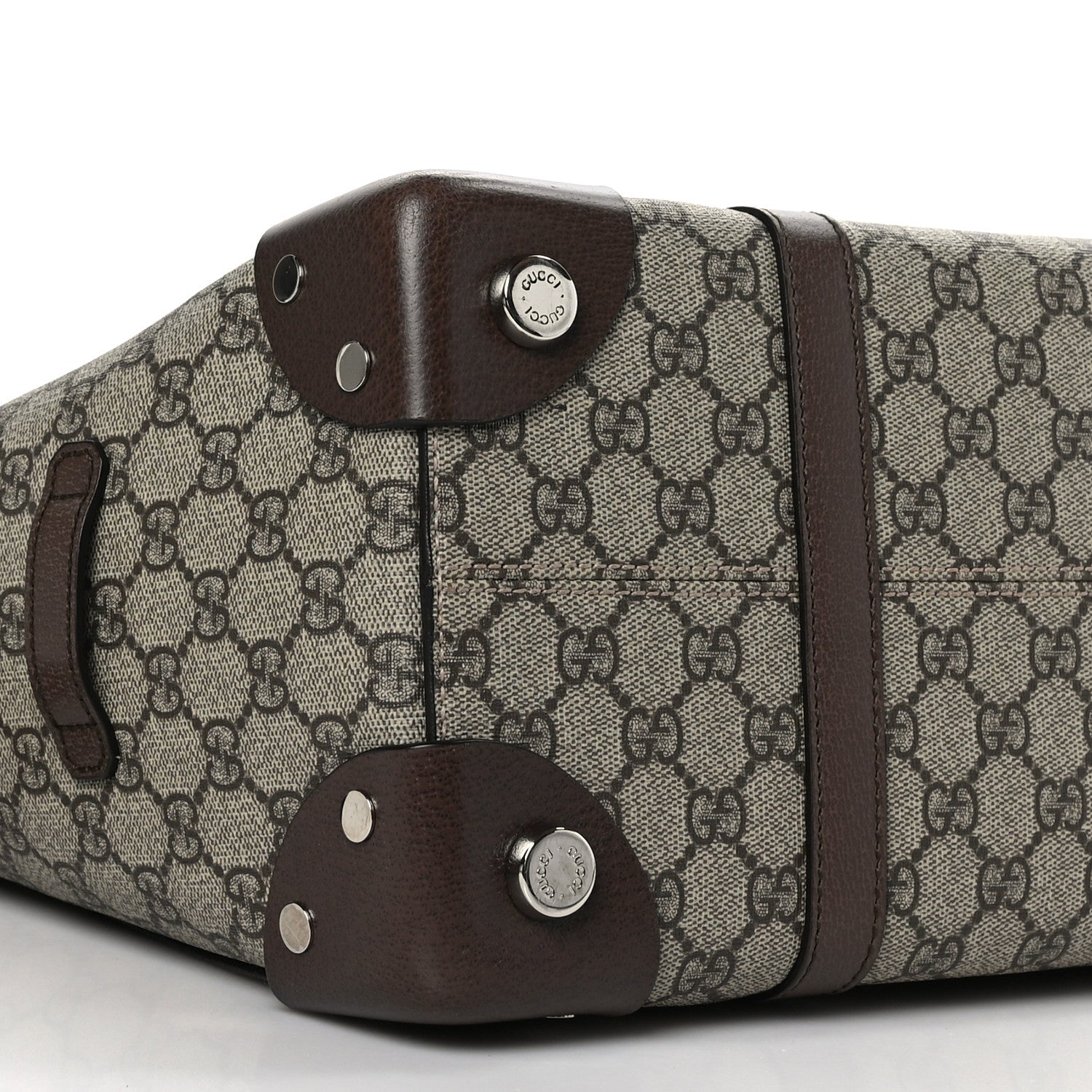 Gucci GG Supreme Monogram Textured Dollar Calfskin Medium Detail Tote Beige Ebony New Acero 8 of 9