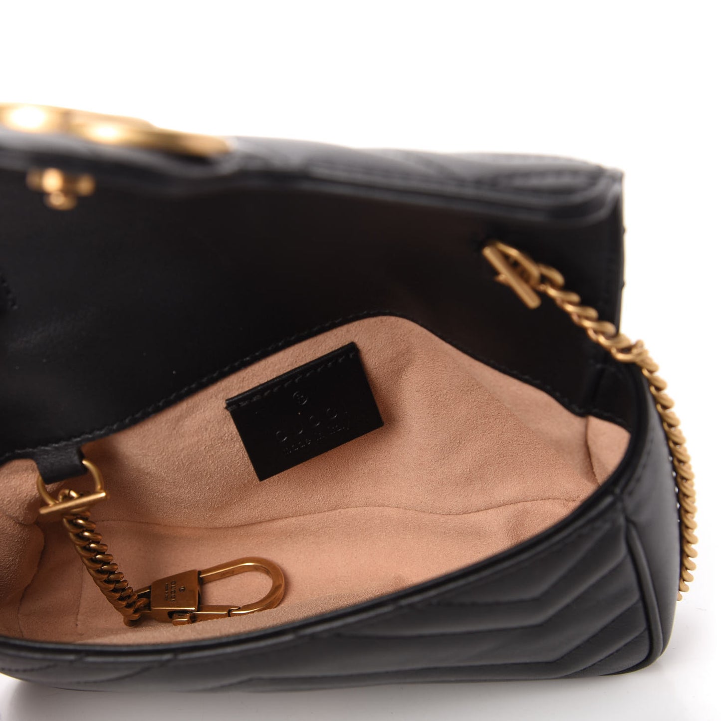 Calfskin Matelasse Super Mini GG Marmont Shoulder Bag Black