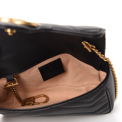 Gucci Calfskin Matelasse Super Mini GG Marmont Shoulder Bag Black 5 of 11
