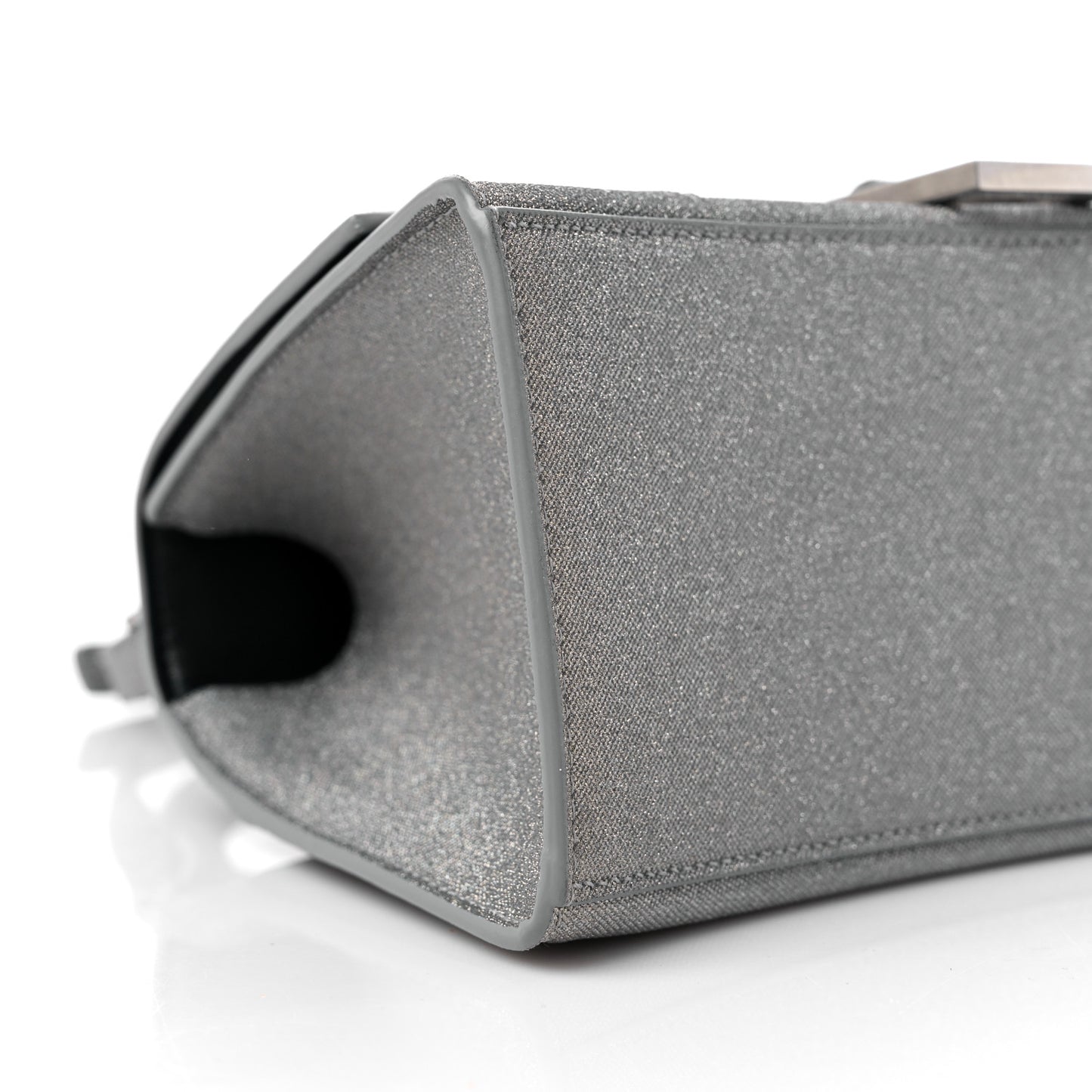 Glitter Fabric Small Hourglass Top Handle Bag Grey