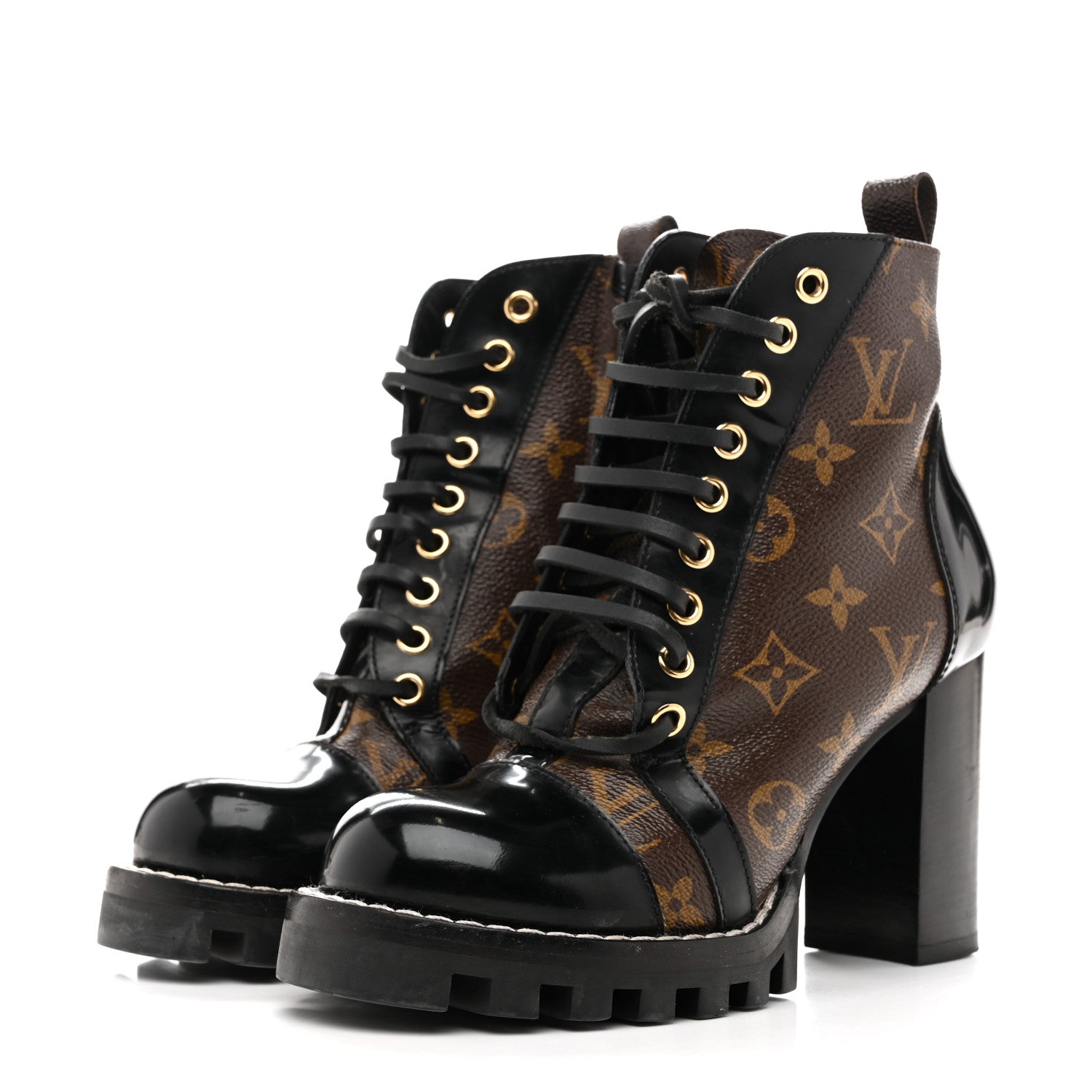 Louis Vuitton Patent Calfskin Monogram Star Trail Ankle Boots 36 Black 4 of 14