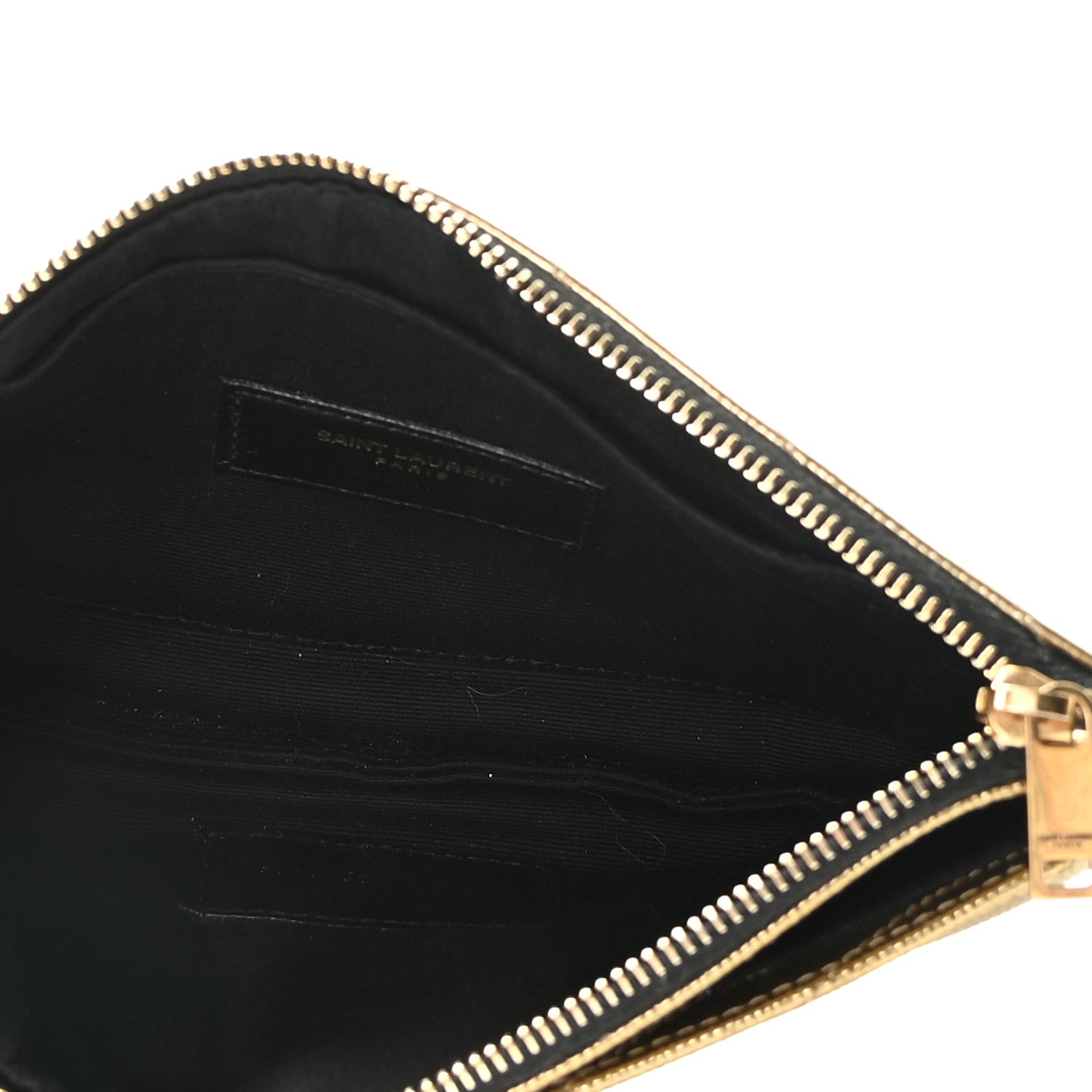 Saint Laurent Iridescent Grain De Poudre Matelasse Chevron Monogram Bill Pouch Gold 5 of 9