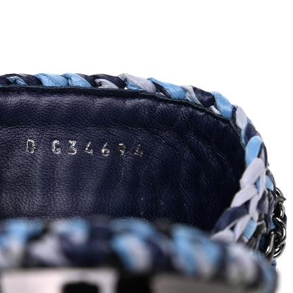Chanel Lambskin Raffia Chain Flat Sandals 36 Blue Black 8 of 13