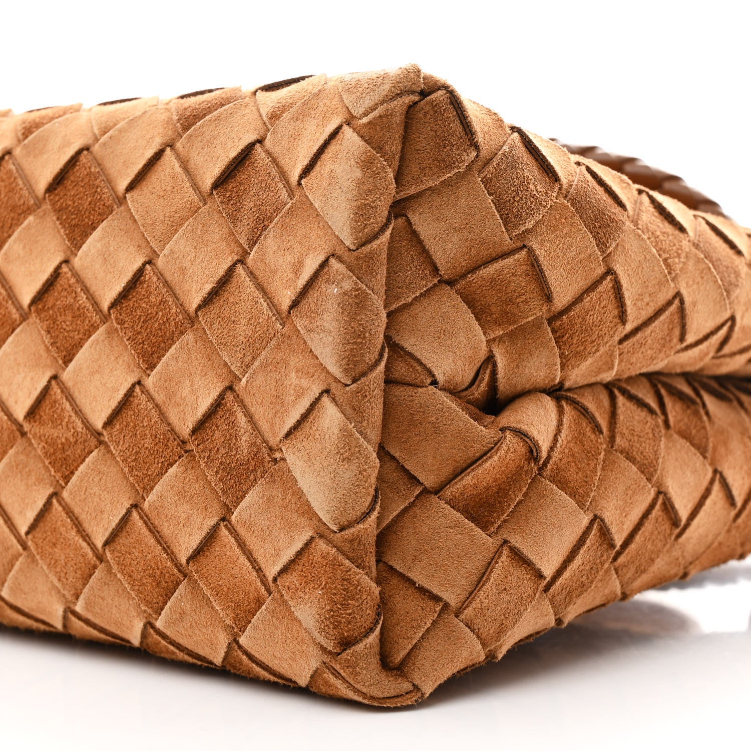Bottega Veneta Suede Intrecciato Small Andiamo Shoulder Bag Amber